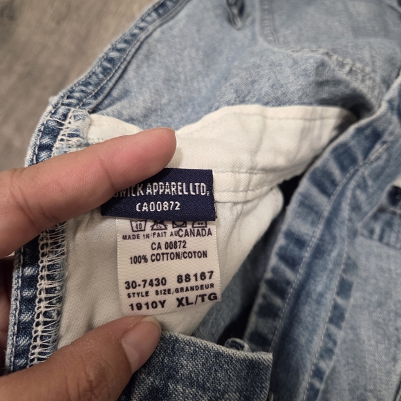 Ikeda Vintage Denim Overalls Shorts 100% Cotton Distressed Y2K Workwear Romper - Picture 9 of 11